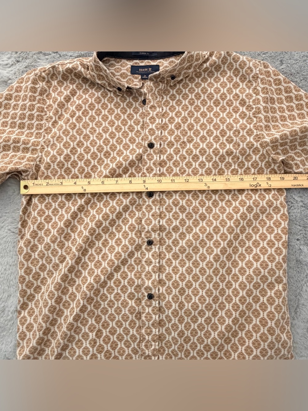 Roark The Artifacts of Adventure Scholar Oxford Geometric Short Sleeve Shirt M - Picture 6 of 11